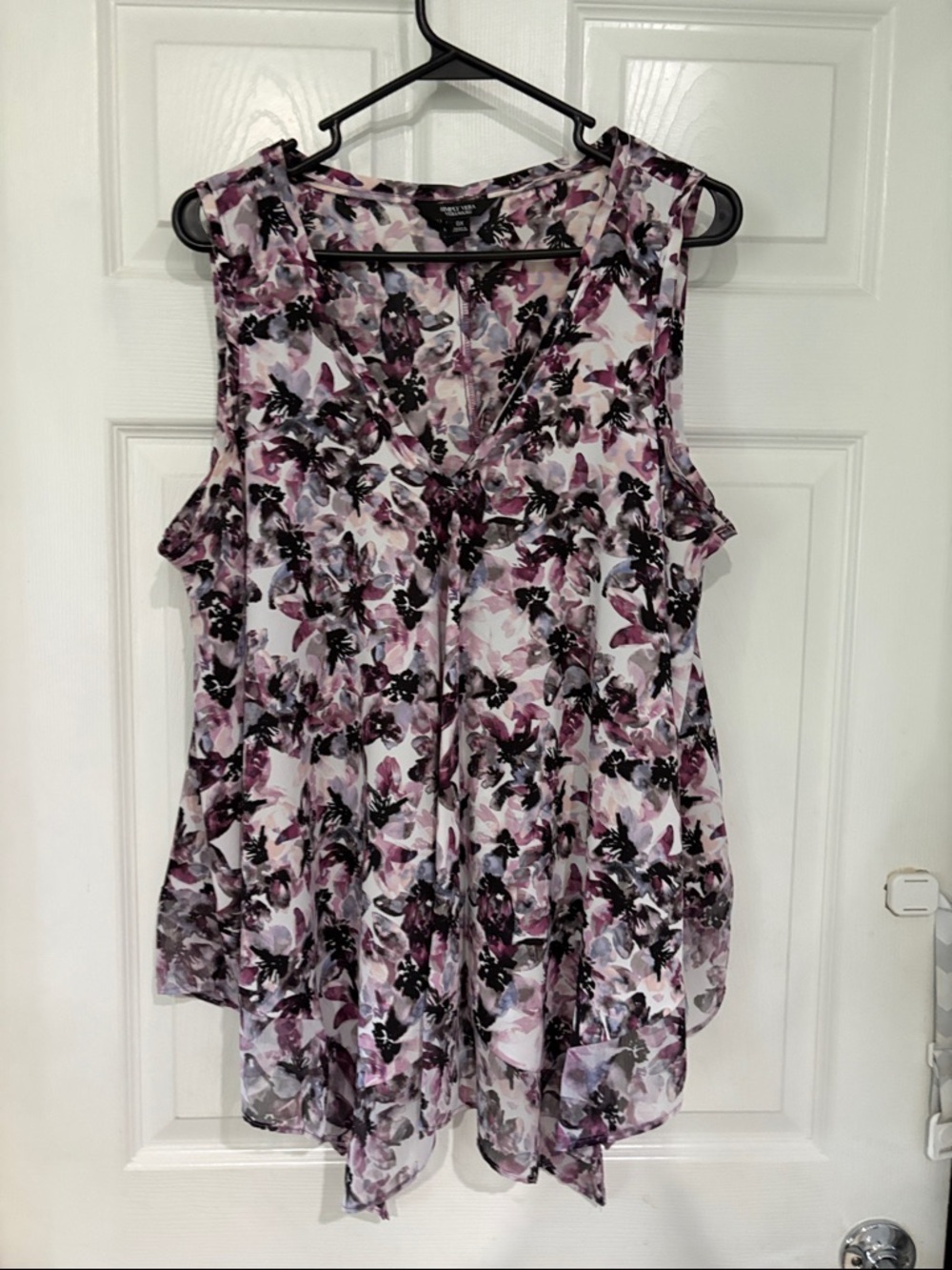 Simply Vera Purple Floral V-Neck Sleeveless Camisole-0X